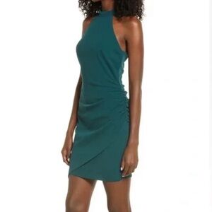 Lulus “You Can” Ruched Love Bodycon Deep Green Sleeveless Mini Dress Size XL